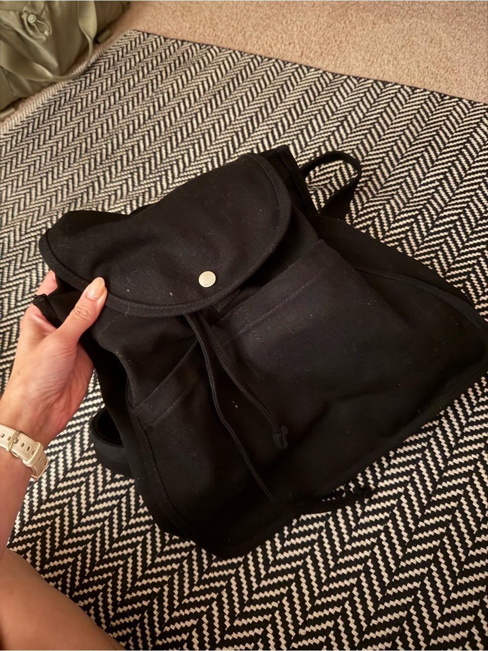 Baggu- Classic Black Canvas Drawstring Backpack